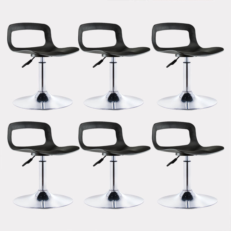 Contemporary Metal Barstool Low Back Faux Leather Footrest Furniture for Bar