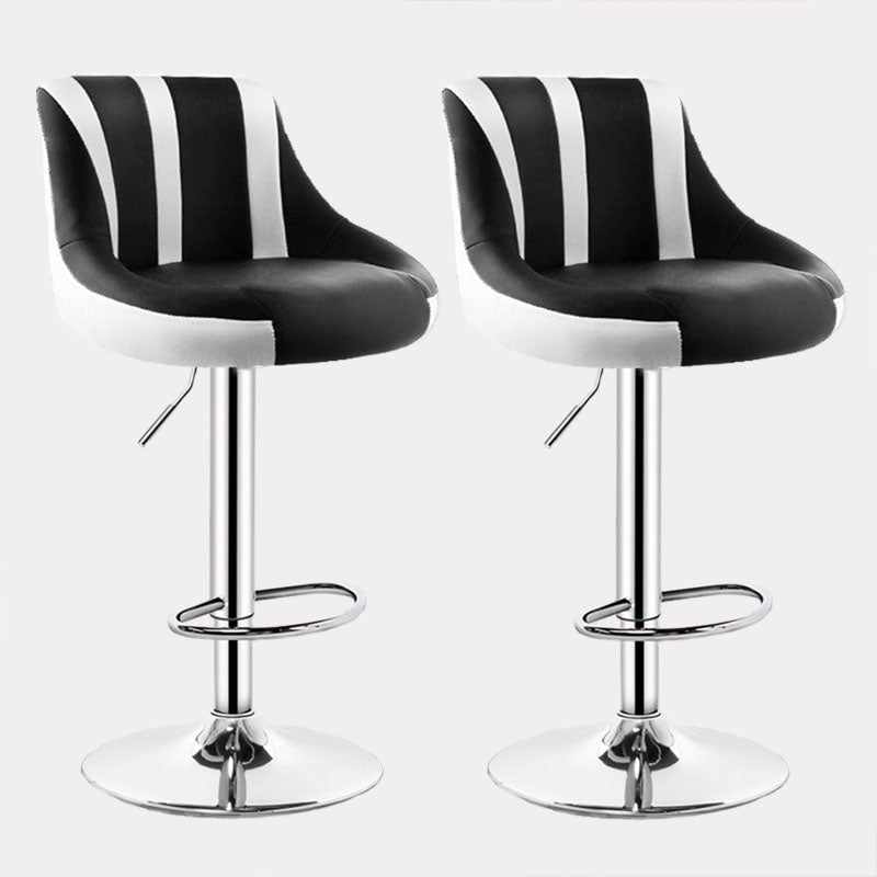 Contemporary Metal Barstool Low Back Faux Leather Footrest Furniture for Bar