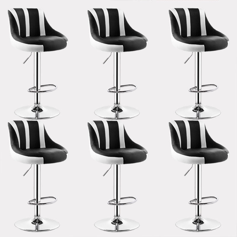 Contemporary Metal Barstool Low Back Faux Leather Footrest Furniture for Bar