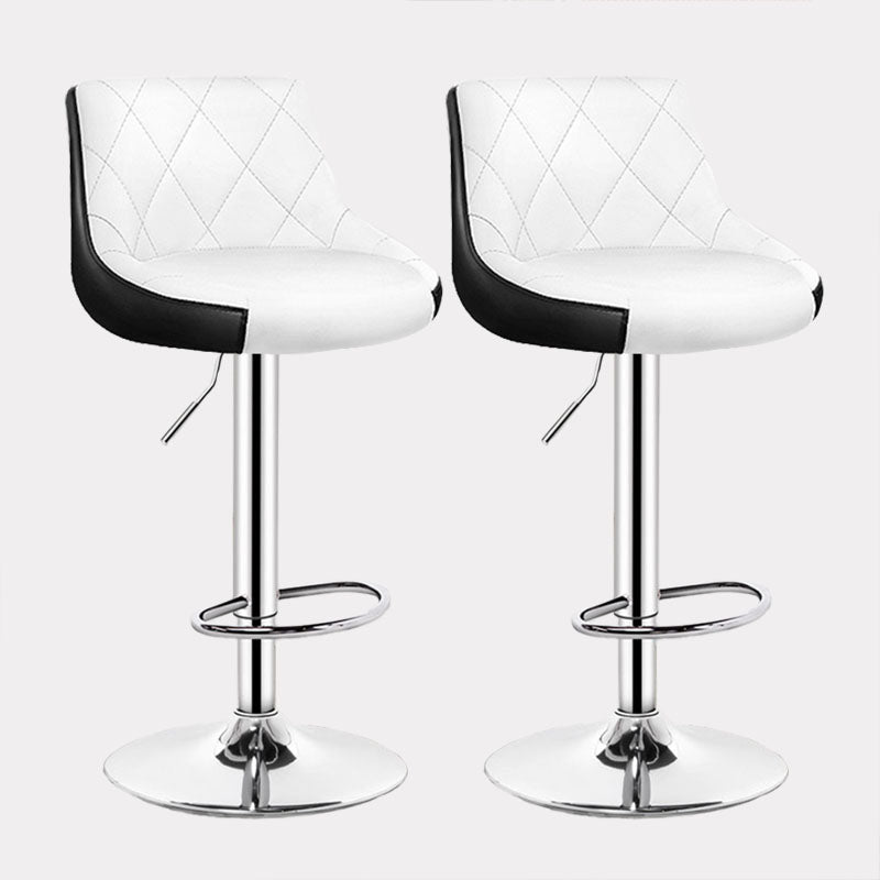 Contemporary Metal Barstool Low Back Faux Leather Footrest Furniture for Bar