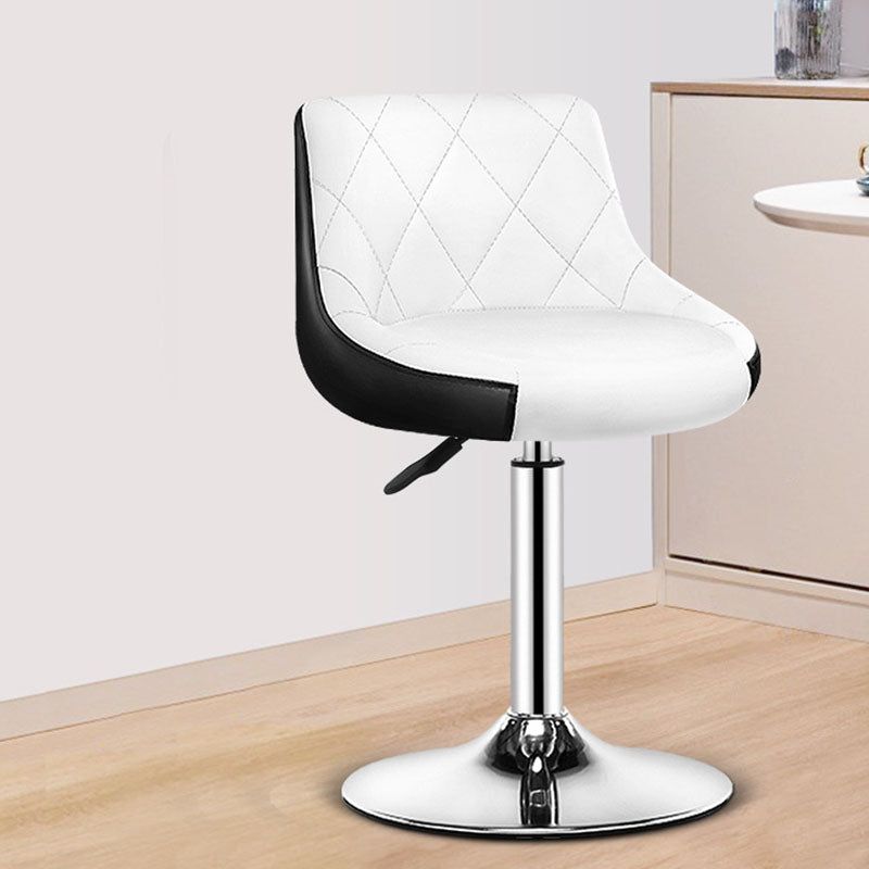 Contemporary Metal Barstool Low Back Faux Leather Footrest Furniture for Bar