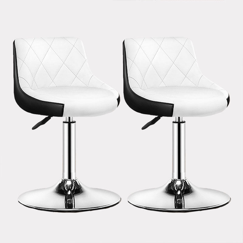 Contemporary Metal Barstool Low Back Faux Leather Footrest Furniture for Bar