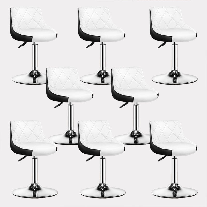 Contemporary Metal Barstool Low Back Faux Leather Footrest Furniture for Bar