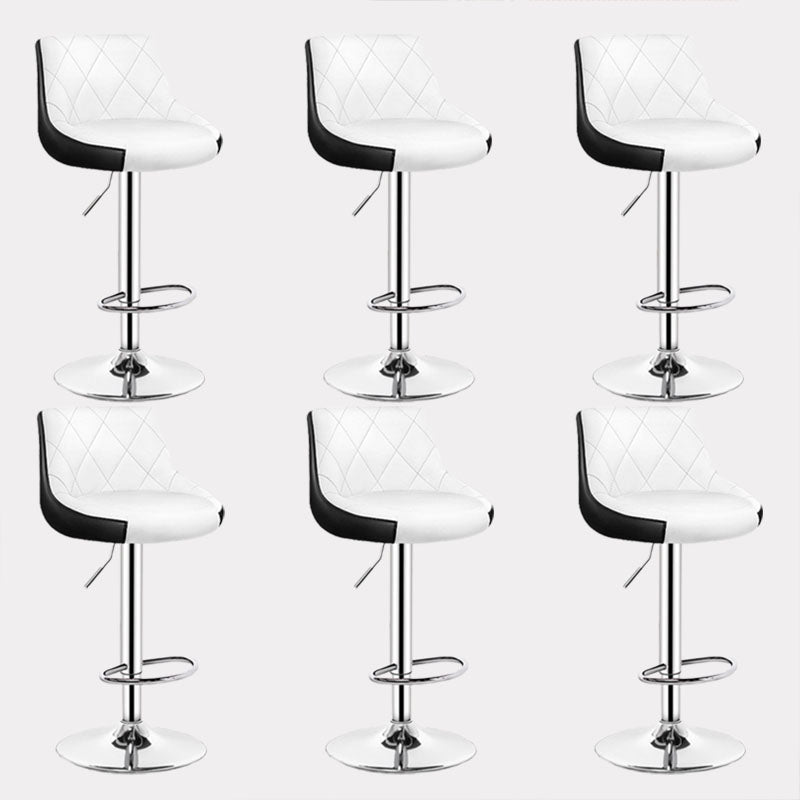 Contemporary Metal Barstool Low Back Faux Leather Footrest Furniture for Bar