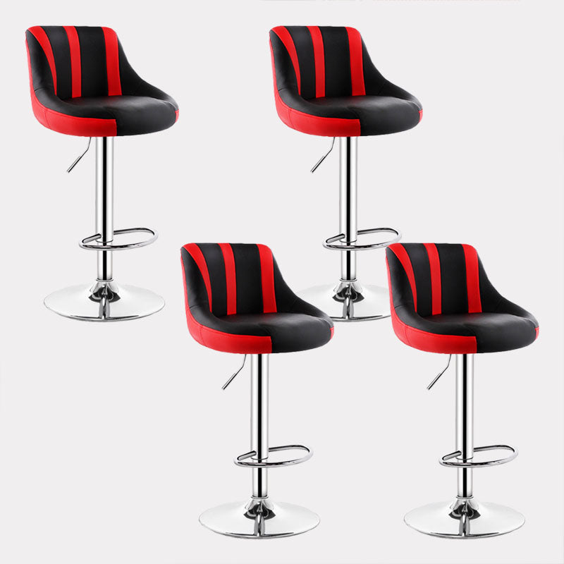 Contemporary Metal Barstool Low Back Faux Leather Footrest Furniture for Bar