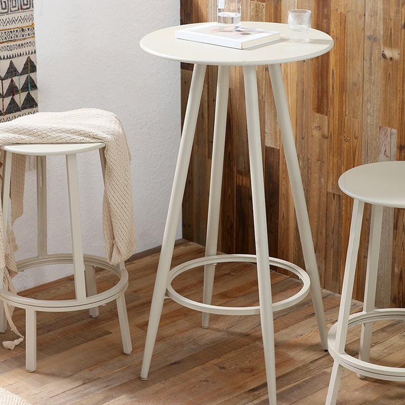 1/2/3 Pieces Industrial Round Bar Table Set Iron Bistro Set with Footrest