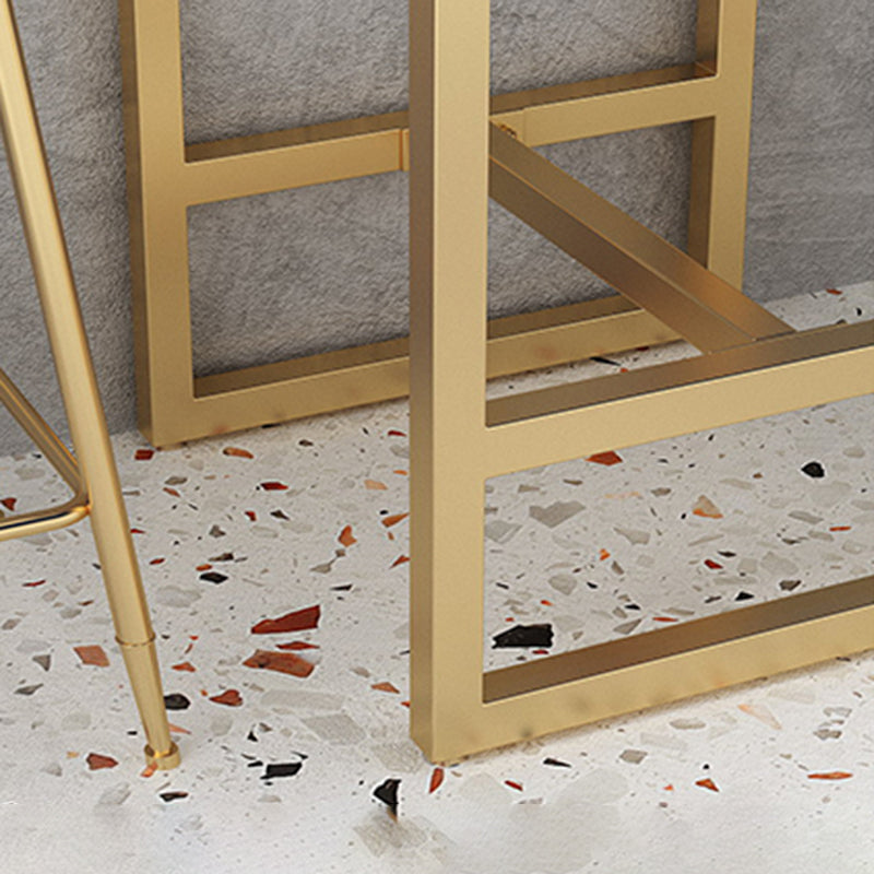 Gold Metal Pub Table Set for Small Places Glam Faux Leather 1/3/5 Pieces Bar Set