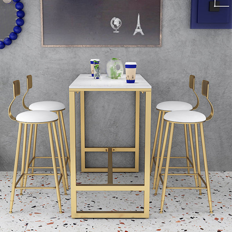 Gold Metal Pub Table Set for Small Places Glam Faux Leather 1/3/5 Pieces Bar Set