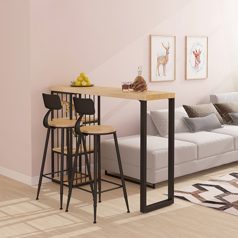 1/2/3 Pieces Industrial Bar Table and Stools Solid Wood and Metal Bar Table Set