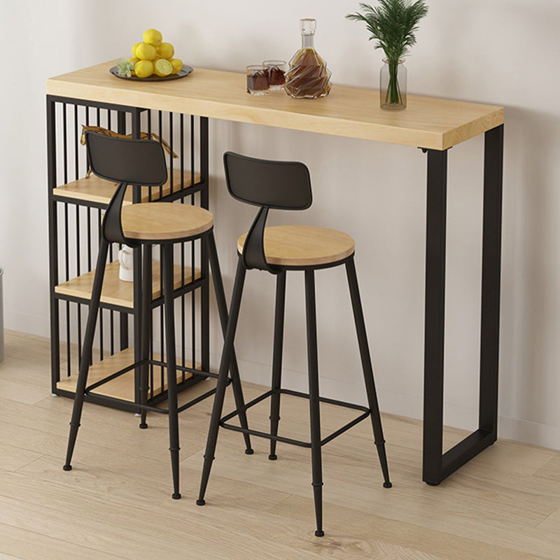 1/2/3 Pieces Industrial Bar Table and Stools Solid Wood and Metal Bar Table Set