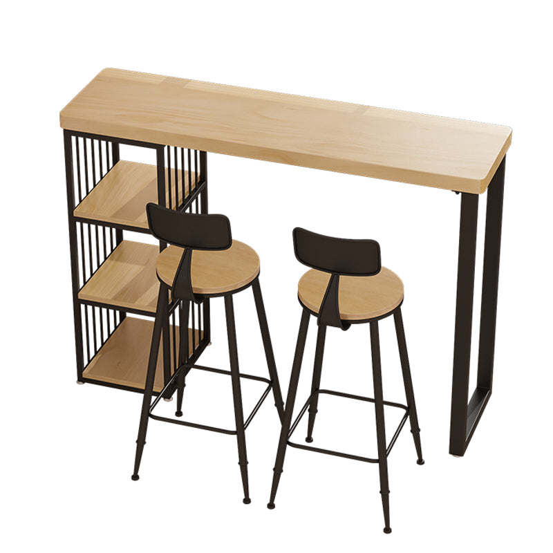 1/2/3 Pieces Industrial Bar Table and Stools Solid Wood and Metal Bar Table Set