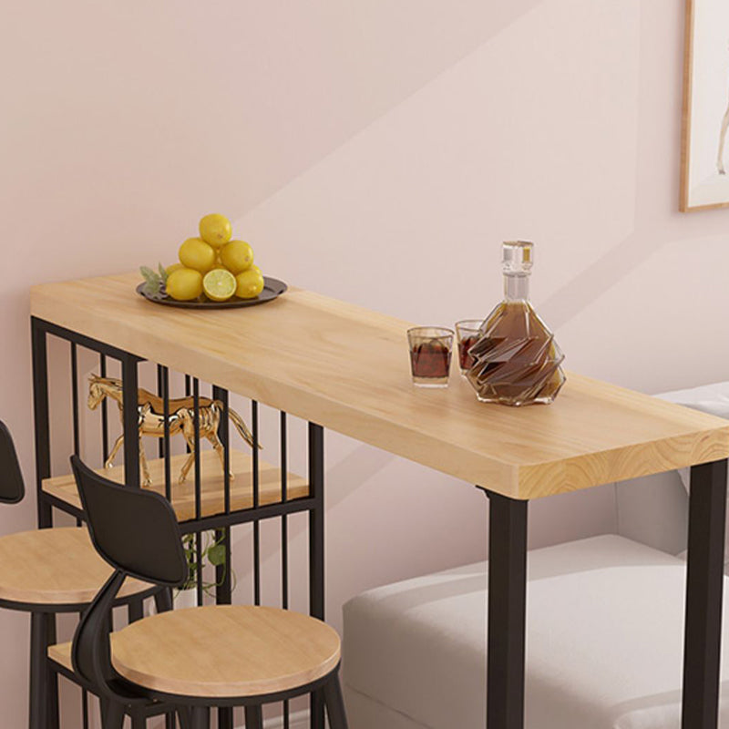 1/2/3 Pieces Industrial Bar Table and Stools Solid Wood and Metal Bar Table Set