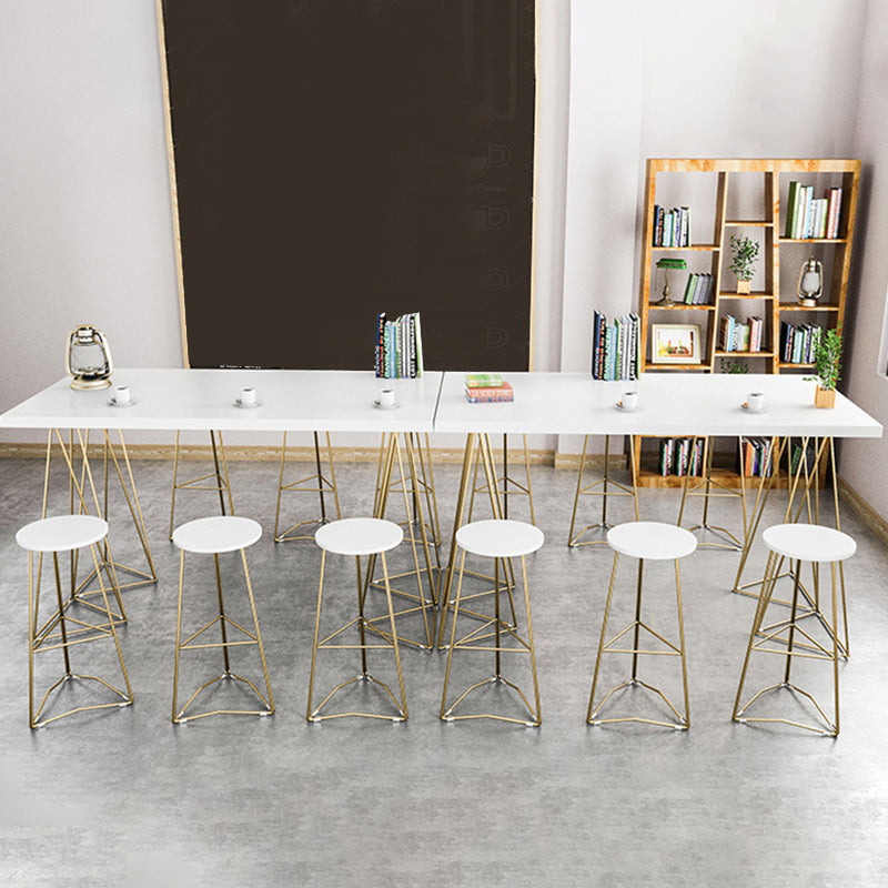 Metal Frame Glam Pub Table Set with Wood Top 1/2/3 Pieces Matte Finish Bar Set for Home