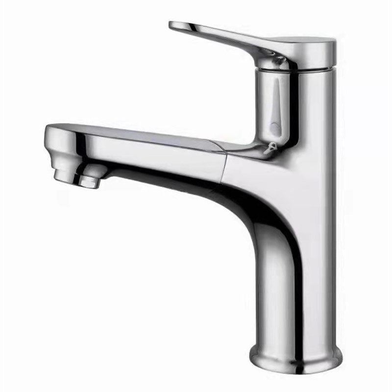 Modern Style Vessel Sink Faucet Lever Handle Copper Retractable Low Arc Vessel Faucet