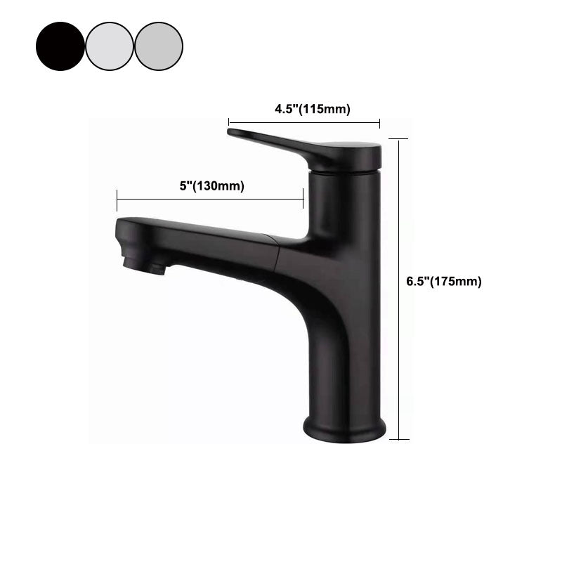 Modern Style Vessel Sink Faucet Lever Handle Copper Retractable Low Arc Vessel Faucet