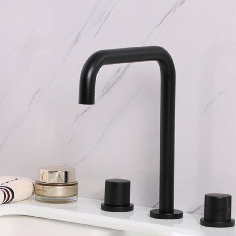 Circular 2-Handle Bathroom Faucet with Copper 3-Hole Widespread Bathroom Sink Faucet