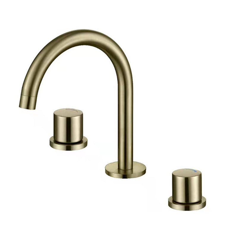 Circular 2-Handle Bathroom Faucet with Copper 3-Hole Widespread Bathroom Sink Faucet