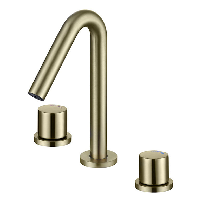 Circular 2-Handle Bathroom Faucet with Copper 3-Hole Widespread Bathroom Sink Faucet