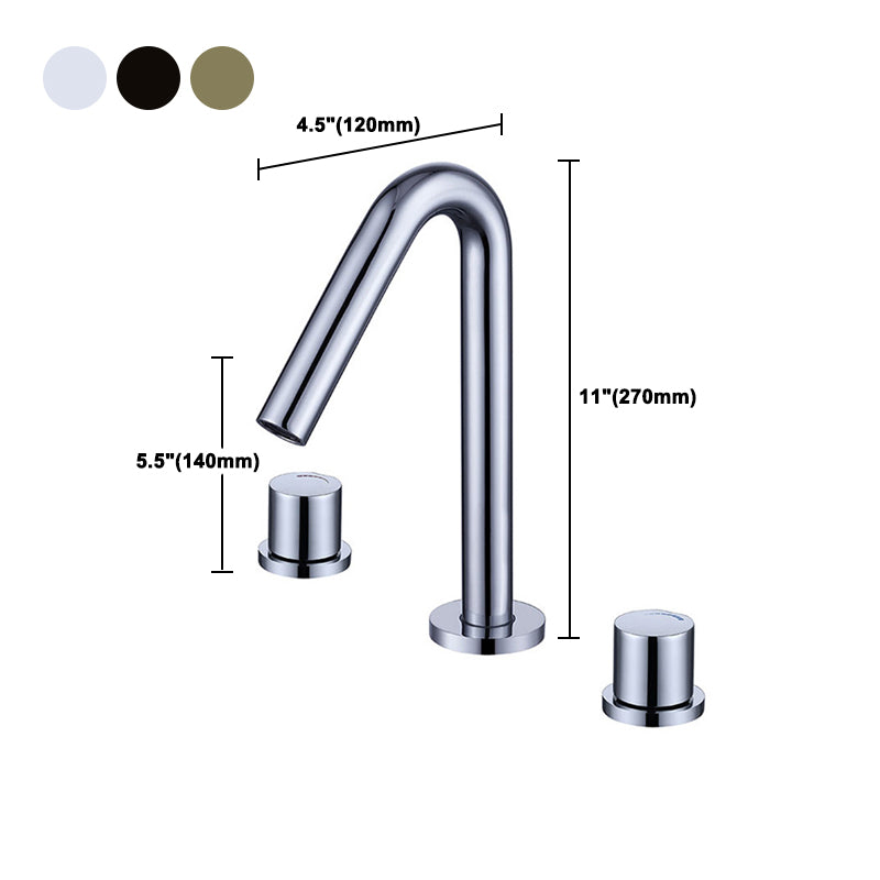 Circular 2-Handle Bathroom Faucet with Copper 3-Hole Widespread Bathroom Sink Faucet