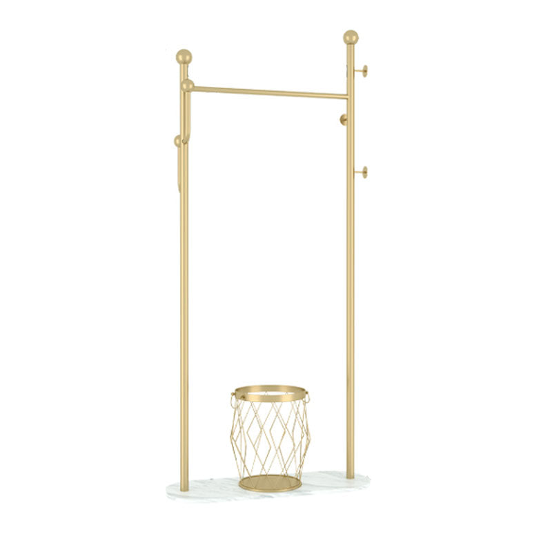 Luxurious Metal Hall Tree Free Standing Storage Basket Coat Rack With Coat Hooks