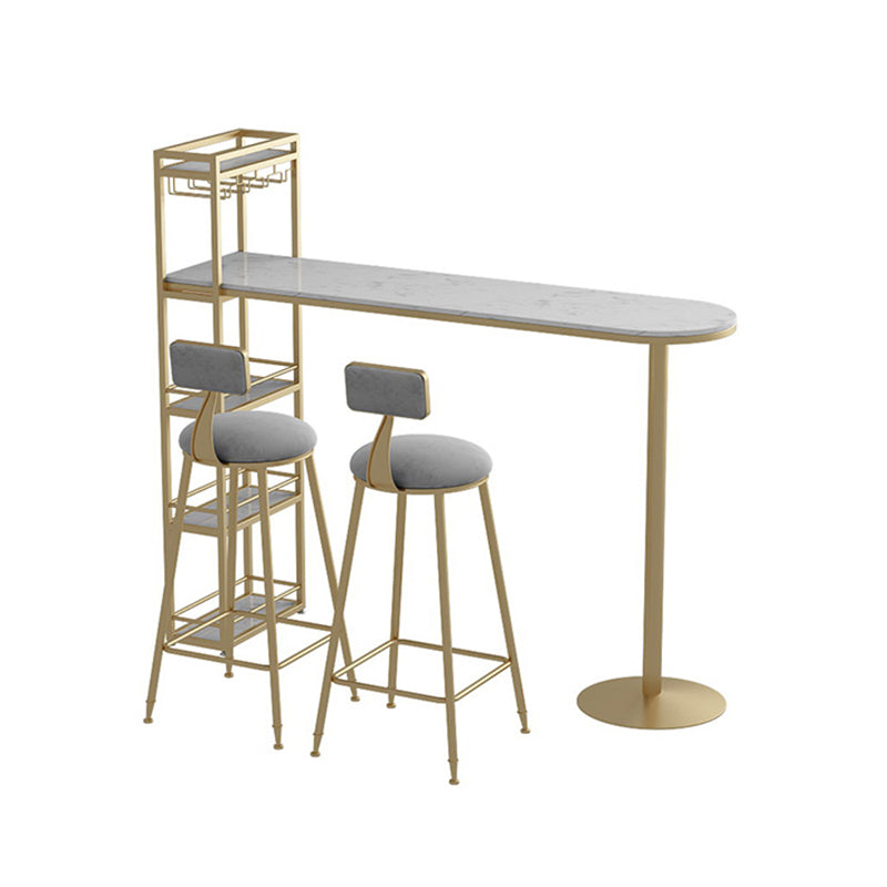 Glam Pub Table Bar Height Specialty Bar Table with Wine Rack