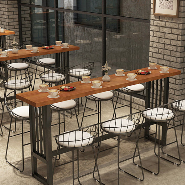 Solid Wood Pub Table Bar Height Industrial Rectangle Bar Table for Indoor Use
