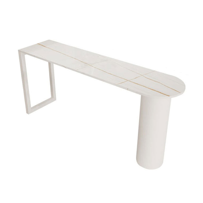 White Stone Top Bar Dining Table Modern Double Pedestal Bar Table