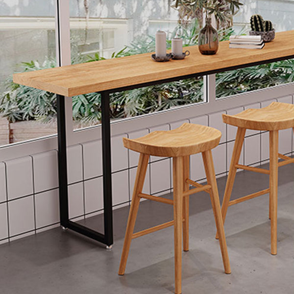 Solid Wood Pub Table Bar Height Industrial Rectangle Bar Table for Breakroom