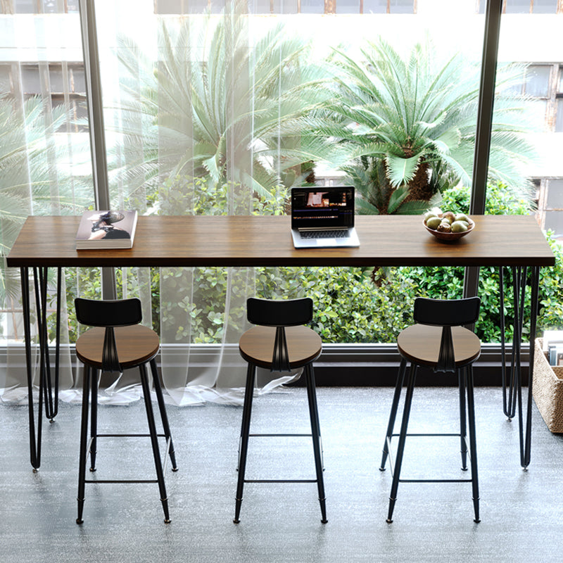 Solid Wood Pub Table Bar Height Industrial Rectangle Bar Table for Small Places