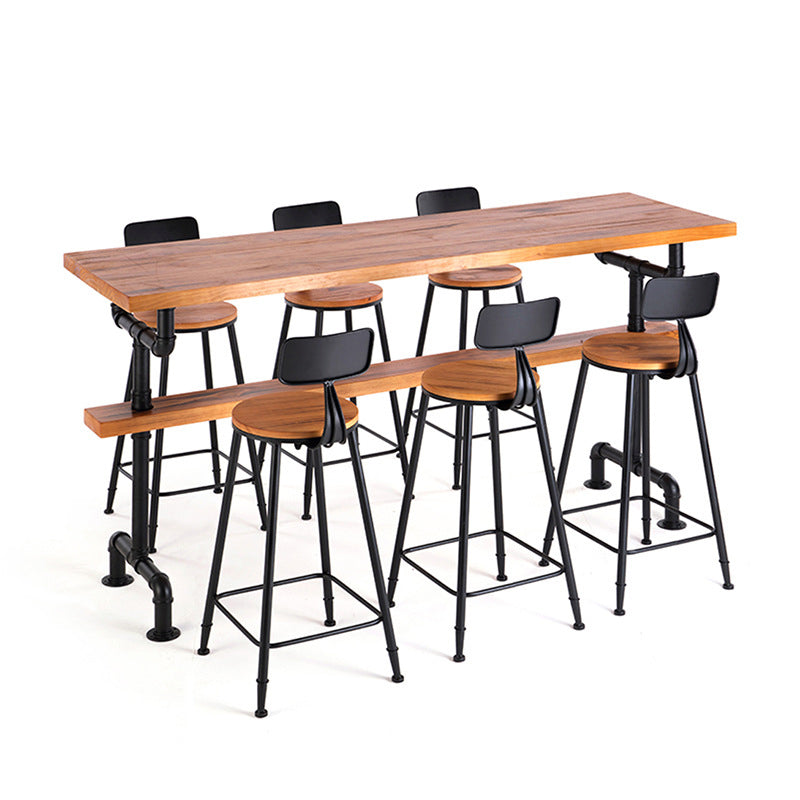 Contemporary Pub Table Solid Wood Rectangle Bar Table for Indoor