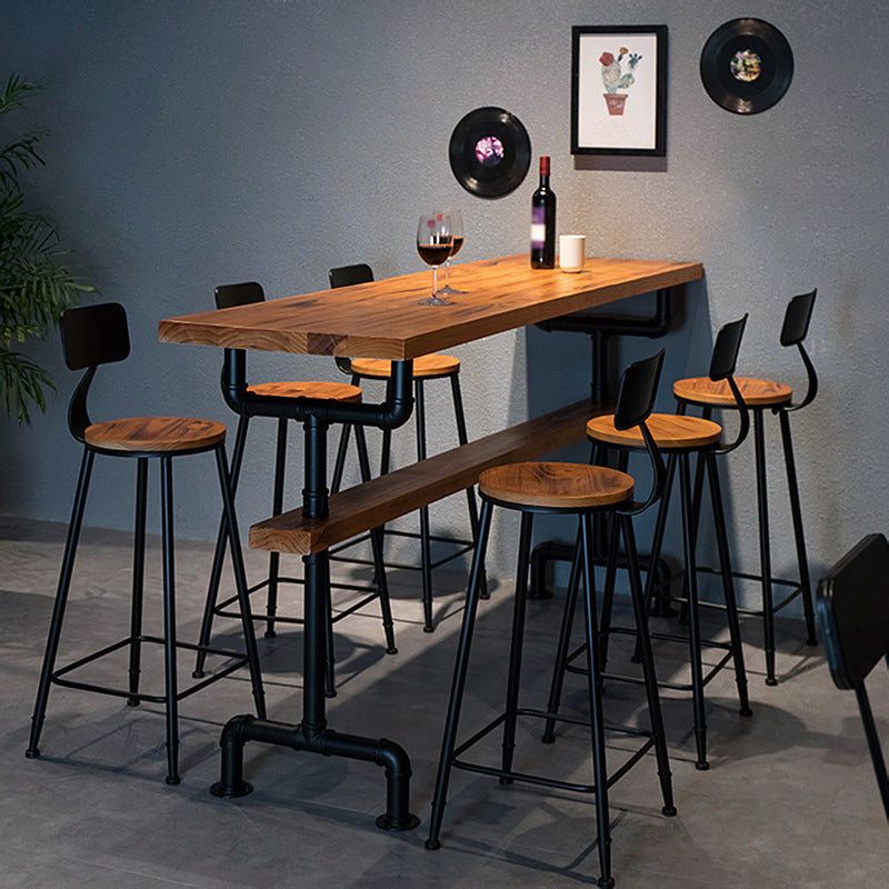 Contemporary Pub Table Solid Wood Rectangle Bar Table for Indoor