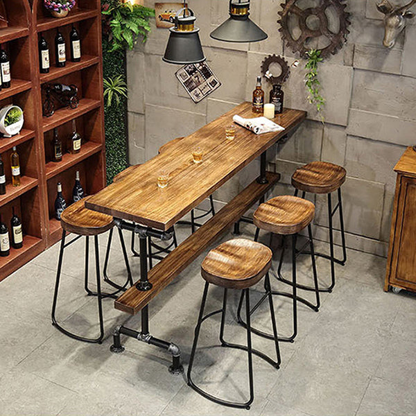 Contemporary Pub Table Solid Wood Rectangle Bar Table for Indoor