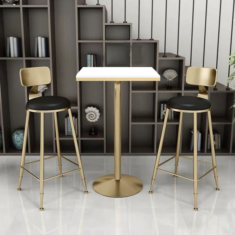 Faux Marble Bar Wine Table Glam Pedestal Pub Table with Metal Base