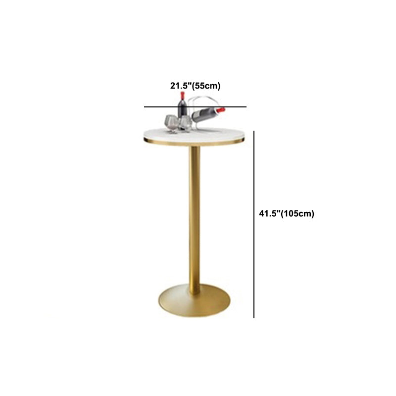 Faux Marble Bar Wine Table Glam Pedestal Pub Table with Metal Base