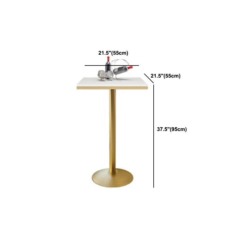 Faux Marble Bar Wine Table Glam Pedestal Pub Table with Metal Base