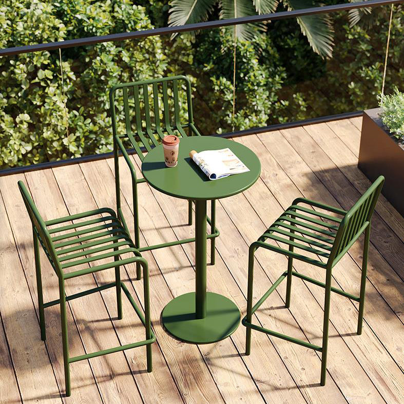 Contemporary Metal Round Bar Table Outdoor Pedestal Bar Dining Table