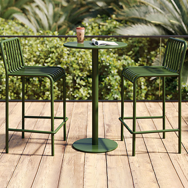 Contemporary Metal Round Bar Table Outdoor Pedestal Bar Dining Table
