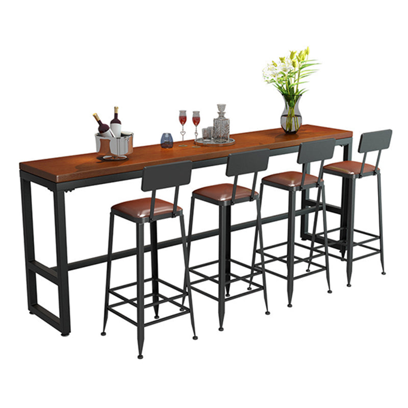 Brown Solid Wood Bar Table Rectangle Dining Table for Kitchen Living Room