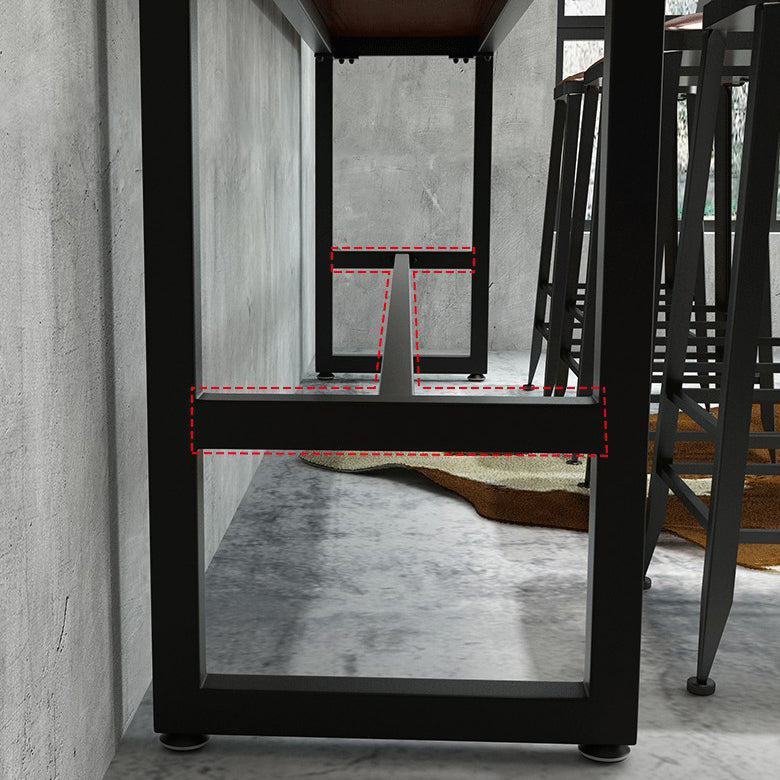 Brown Solid Wood Bar Table Rectangle Dining Table for Kitchen Living Room