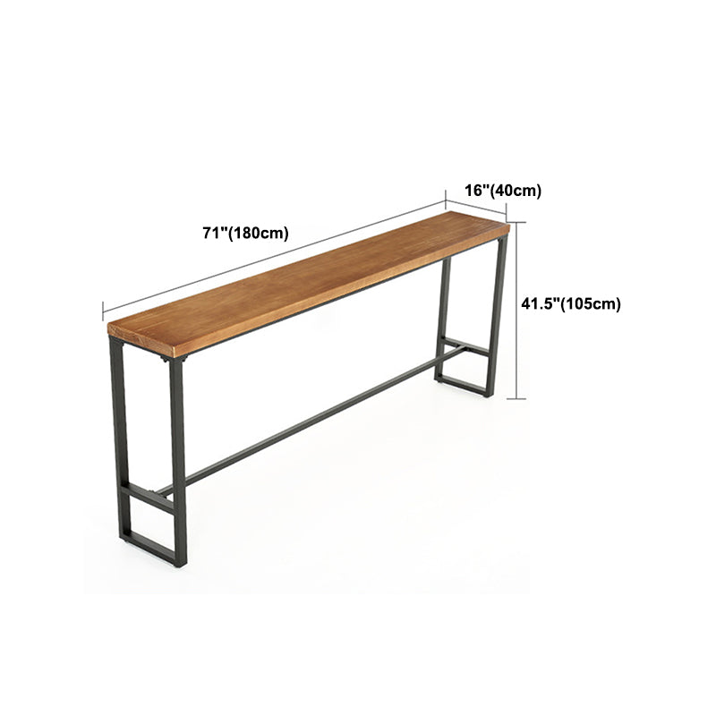 Contemporary Pub Table Solid Wood Rectangle Bar Table for Small Places