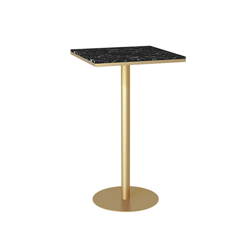 Glam Faux Marble Bar Table 41.3"H Pedestal Bar Height Cocktail Table with Metal Base