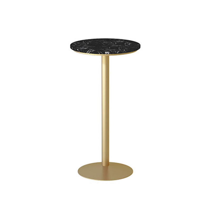 Glam Faux Marble Bar Table 41.3"H Pedestal Bar Height Cocktail Table with Metal Base