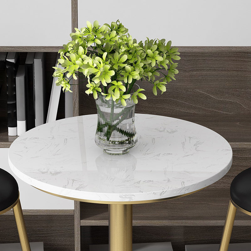 Glam Faux Marble Bar Table 41.3"H Pedestal Bar Height Cocktail Table with Metal Base