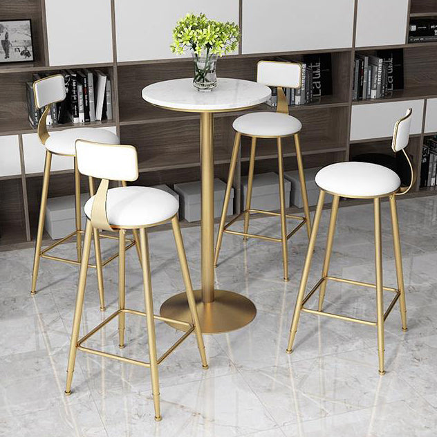 Glam Faux Marble Bar Table 41.3"H Pedestal Bar Height Cocktail Table with Metal Base