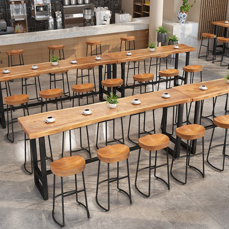 Modern Solid Wood Bar Table Rectangle Dining Table for Kitchen Living Room