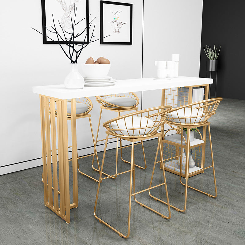 Glam Pub Table Solid Wood Bar Height Rectangle Bar Table for Indoor