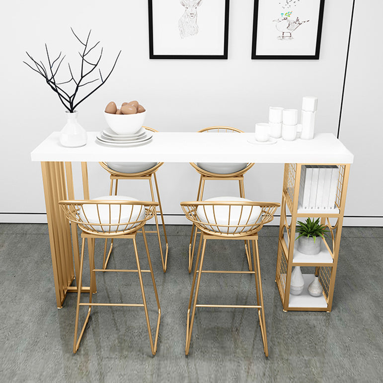 Glam Pub Table Solid Wood Bar Height Rectangle Bar Table for Indoor