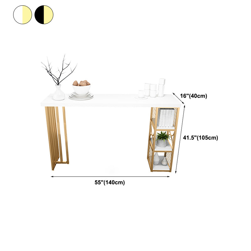 Glam Pub Table Solid Wood Bar Height Rectangle Bar Table for Indoor