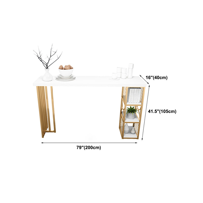 Glam Pub Table Solid Wood Bar Height Rectangle Bar Table for Indoor