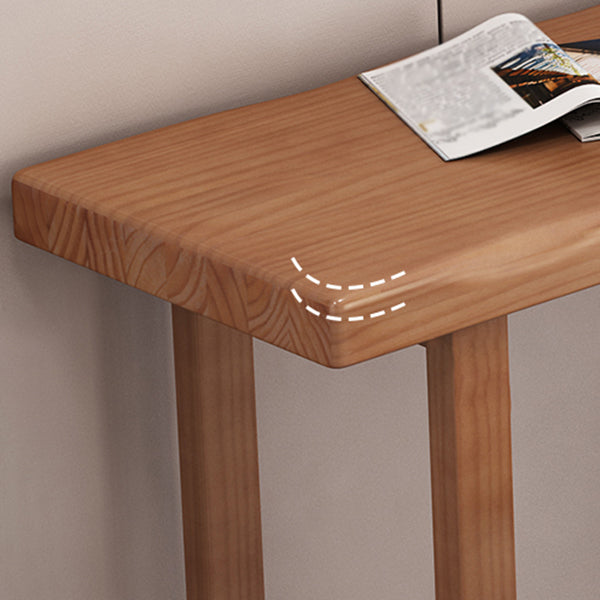 Modern Solid Wood Bar Table Brown Rectangle Bar Height Cocktail Table with Sled Base